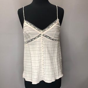 White Birch Cream / Beige Cami with Lace Detail